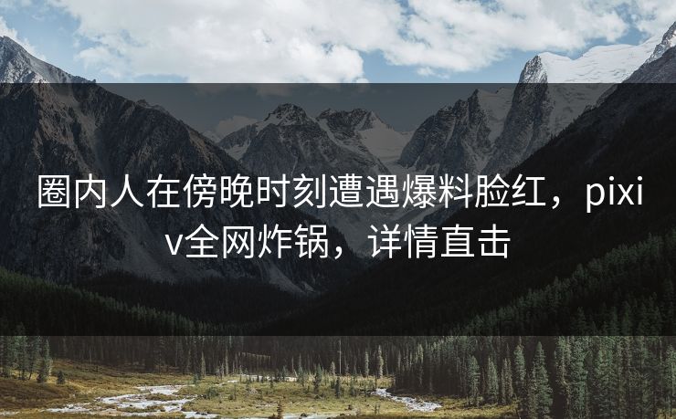 圈内人在傍晚时刻遭遇爆料脸红，pixiv全网炸锅，详情直击