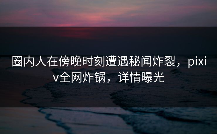 圈内人在傍晚时刻遭遇秘闻炸裂，pixiv全网炸锅，详情曝光