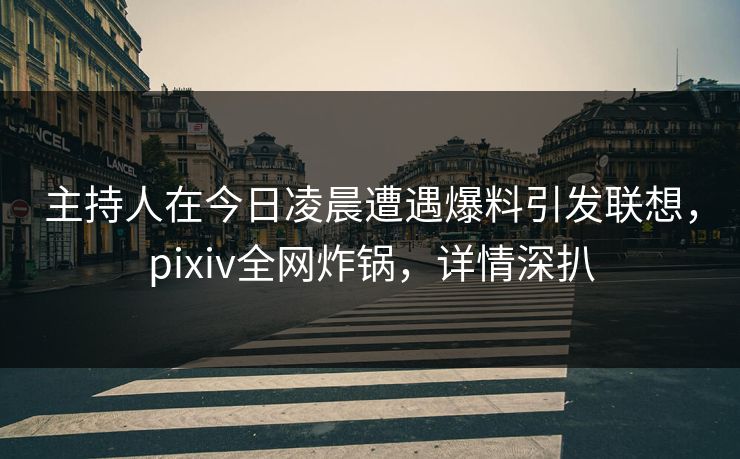 主持人在今日凌晨遭遇爆料引发联想,pixiv全网炸锅,详情深扒 主持人在今日凌晨遭遇爆料引发联想,pixiv全网炸锅,详情深扒