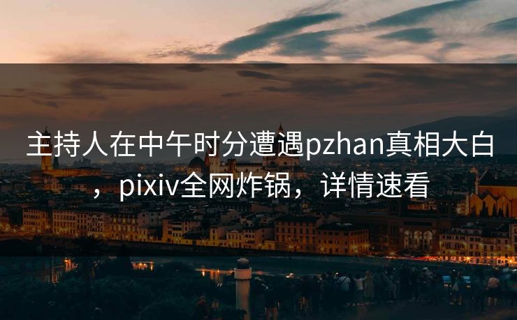 主持人在中午时分遭遇pzhan真相大白,pixiv全网炸锅,详情速看